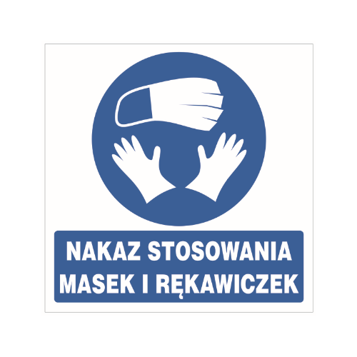Koronawirus - Nakaz stosowania masek i rękawiczek  - naklejka